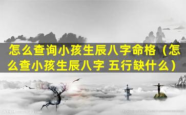 怎么查询小孩生辰八字命格（怎么查小孩生辰八字 五行缺什么）